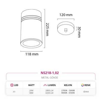 Nevo Tekli Led Sarkıt Siyah Ns218-1