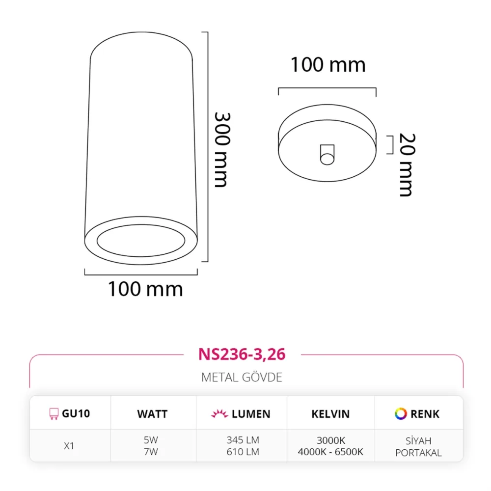 Nevo Tekli Led Sarkıt Siyah Portakal Ns236-3 — 3. görsel
